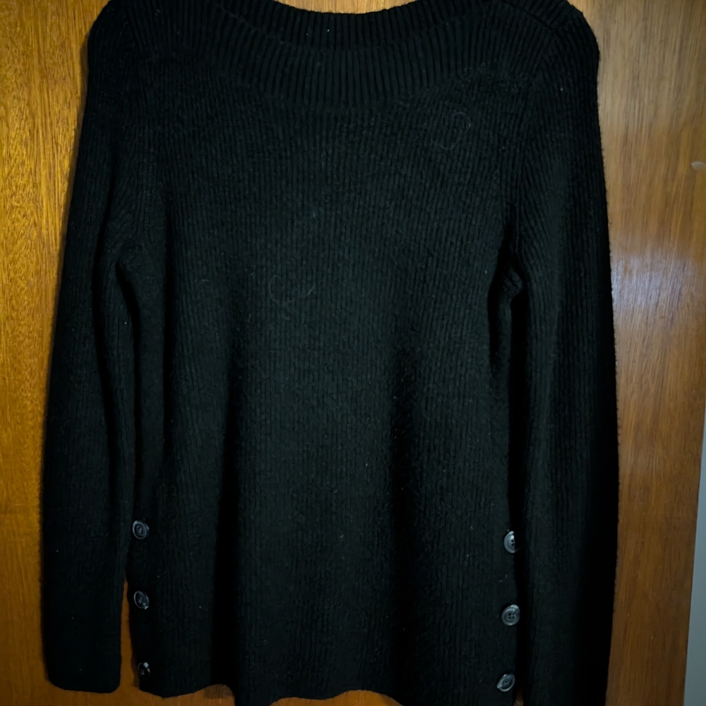 Talbots Black Women's Sweater with Button Accents